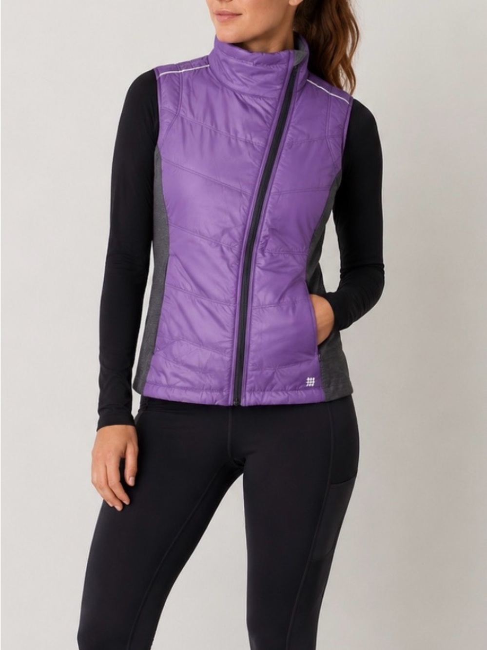 Title Nine Vest Women Purple Stretch Asymmetrical Full Zip Lightweight Sz Medium